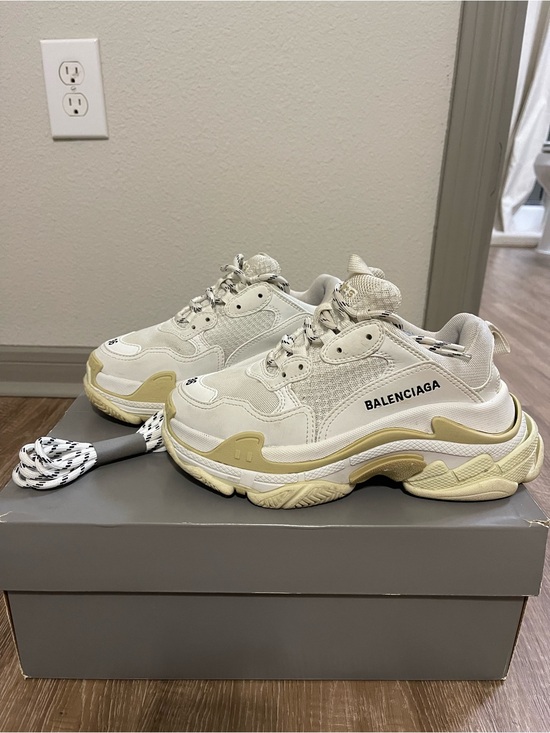 Balenciaga Shoes - Balenciaga Off-White Chunky Logo Sole Sneakers